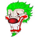 Scary clown face colorful vector illustration on white background. Royalty Free Stock Photo