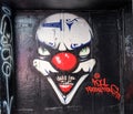 Scary clown graffiti mural