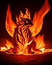 Scary creature made out of fire flames, generative ai