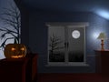 Scary dark room on Halloween