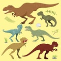 Scary dinosaurs vector tyrannosaurus t-rex danger creature force wild jurassic predator prehistoric extinct illustration