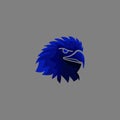 Eagle vicious logo Vector illustration with blue color American eagle.Fierce face bird violent mascot Royalty Free Stock Photo