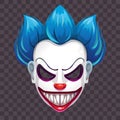 Scary evil clown mask on the transparent background. Royalty Free Stock Photo