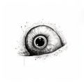 Monochrome Ink Illustration Of Surrealistic Horror Snail Eye