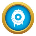 Scary eyeball icon blue vector isolated