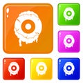 Scary eyeball icons set vector color Royalty Free Stock Photo