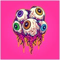 Scary eyeball zombie colorful logo cartoon illustrations