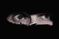 Scary eyes of a man spying Royalty Free Stock Photo
