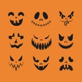 Set of Halloween faces.Pumpkin faces. Ghost faces. Part 2.