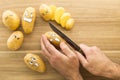 Potatoes with scared faces Royalty Free Stock Photo