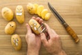 potatoes with scared cartoon faces Royalty Free Stock Photo