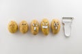 potatoes with scared cartoon faces Royalty Free Stock Photo