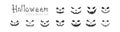 Scary faces set icons. Halloween pumpkins face silhouettes. Vector flat Royalty Free Stock Photo