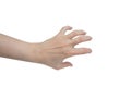 Scary, frightening, scratching hand isolated on white background.