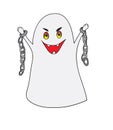 Scary ghost with chains on a white background