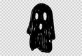 Scary ghost hand drawn brush stroke style isolated on png or transparent background,Halloween party banner, blank space for text, Royalty Free Stock Photo