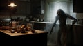 Creepy Sphinx Ghost In Kitchen: Ultra Realistic Photo