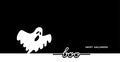 Scary ghost negative black white vector background illustration. Happy Halloween background, banner. Ghost says boo Royalty Free Stock Photo