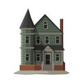 Scary Gothic House, Halloween Haunted Mansion Vector Illustration on White Background