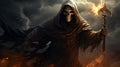 Scary Grim Reaper: Dark Gray And Bronze Steam Wallpapers By Oleg Shuplyak Royalty Free Stock Photo