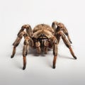 Scary hairy spider tarantula on a white background close-up macro, horror Royalty Free Stock Photo