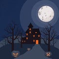 Scary Halloween background with mistery old house Royalty Free Stock Photo