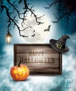 Scary Halloween background with pumpkin and moon Royalty Free Stock Photo