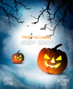 Scary Halloween background with pumpkins Royalty Free Stock Photo