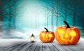 Scary Halloween background with pumpkins