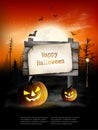 Scary Halloween background with pumpkins Royalty Free Stock Photo