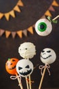 Scary Halloween cake pops monsters for celebration Royalty Free Stock Photo