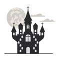 Scary halloween castle on white background Royalty Free Stock Photo