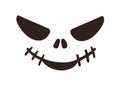 Scary Halloween face stencil, silhouette with creepy sewed smile, stitched mouth. Spooky monster character with evil