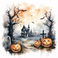 Scary Halloween graveyard fence Royalty Free Stock Photo