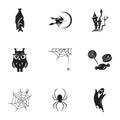 Scary Halloween icon set, simple style Royalty Free Stock Photo