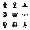 Scary halloween icon set, simple style Royalty Free Stock Photo