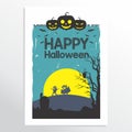 Scary Halloween Party invitation, card, background, poster. Vector illustration Royalty Free Stock Photo