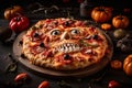 Scary halloween pizza Royalty Free Stock Photo