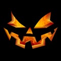 Scary Halloween Pumpkin Face, Carved Jack O Lantern Laughing and Smiling Fire Flames Lighting Interior