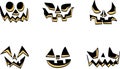 Scary Halloween pumpkin faces icons set Royalty Free Stock Photo