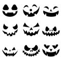 Scary Halloween pumpkin faces icons set,vector illustrations Royalty Free Stock Photo