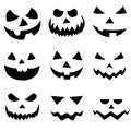 Scary Halloween pumpkin faces icons set,vector illustrations Royalty Free Stock Photo