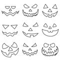 Scary Halloween pumpkin faces icons set,vector illustrations Royalty Free Stock Photo