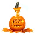 Scary Halloween pumpkin isolated on white background Royalty Free Stock Photo