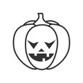 Scary Halloween Pumpkin Outline Flat Icon