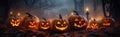 Scary Halloween Pumpkins Night Header Royalty Free Stock Photo