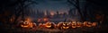 Scary Halloween Pumpkins Night Header Royalty Free Stock Photo