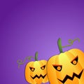 Scary halloween pumpkins purple banner Royalty Free Stock Photo