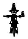 Scary halloween scarecrows with owl silhouette vector illustration