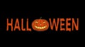 Scary Halloween Text with spooky grinning Pumpkin on Black Background. Can be used for invitation, poster, title card,